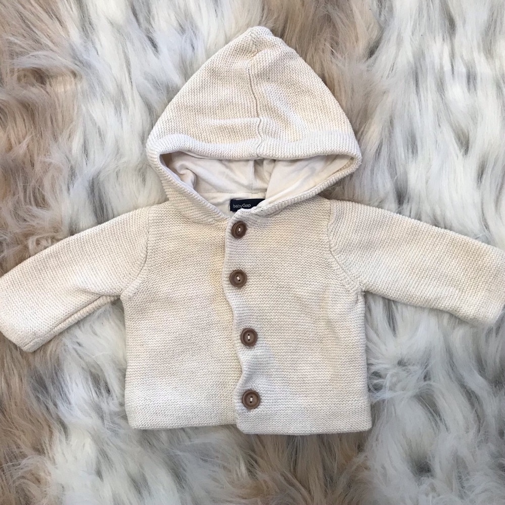 Baby Gap Button Up Knit Hooded Sweater - 0-3m